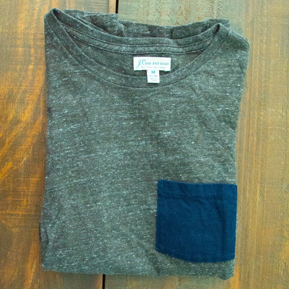 Grey J. Crew Long Sleeve Shirt with Pocket